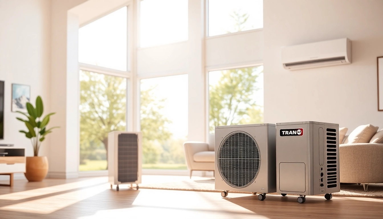 Trane heating and cooling systems enhancing a modern home's comfort and energy efficiency.