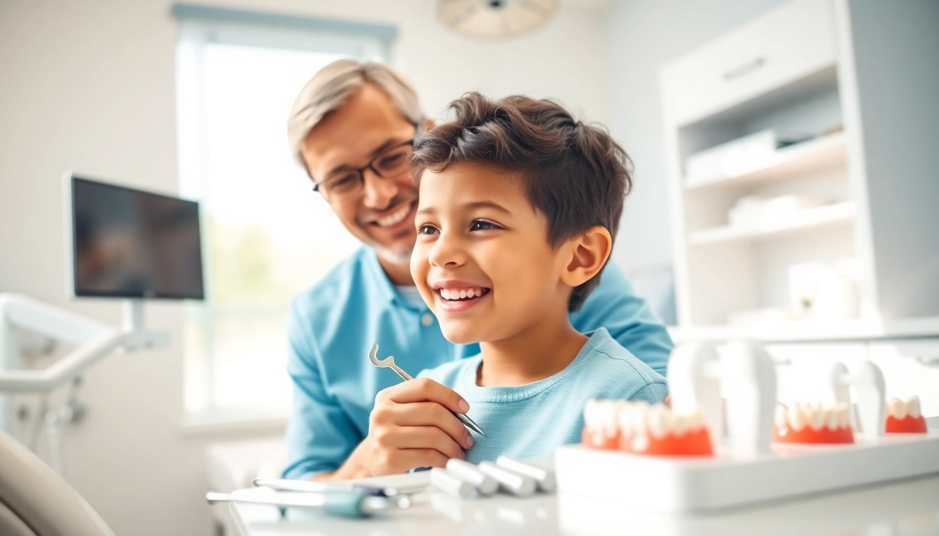 Caring orthodontist treating a child, guiding parents seeking orthodontic near me solutions with personalized attention.