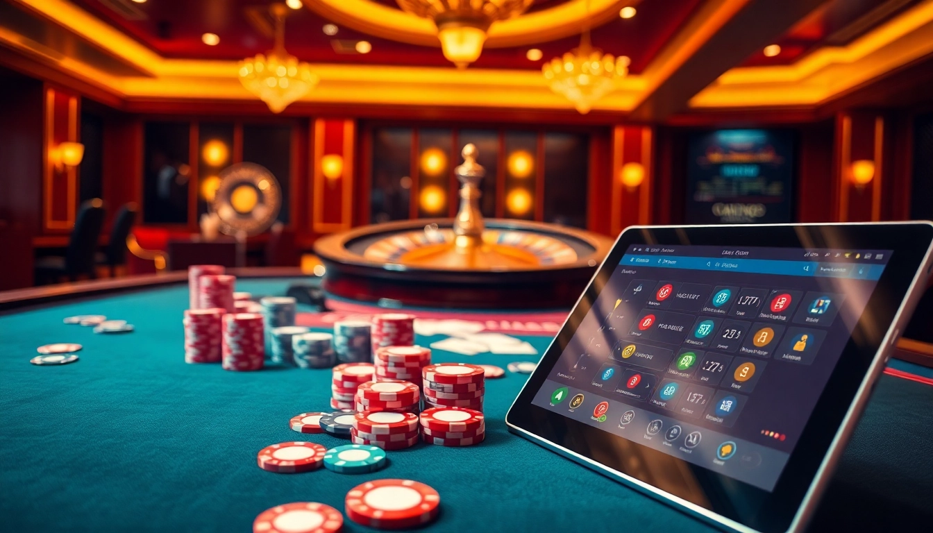 Experience thrilling gameplay at Kjc us com with exciting casino tables and vibrant poker chips.