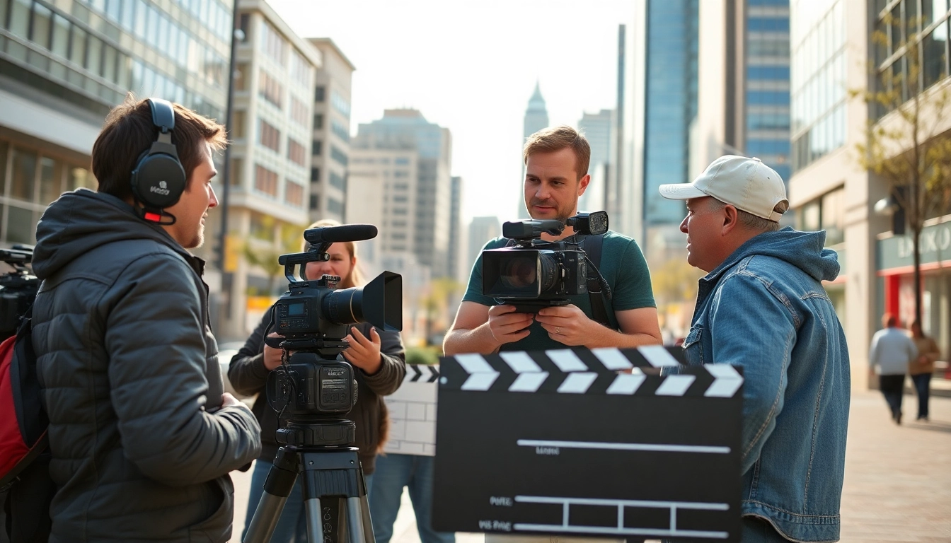 Edmonton production companies filming on location, showcasing a professional crew in action.